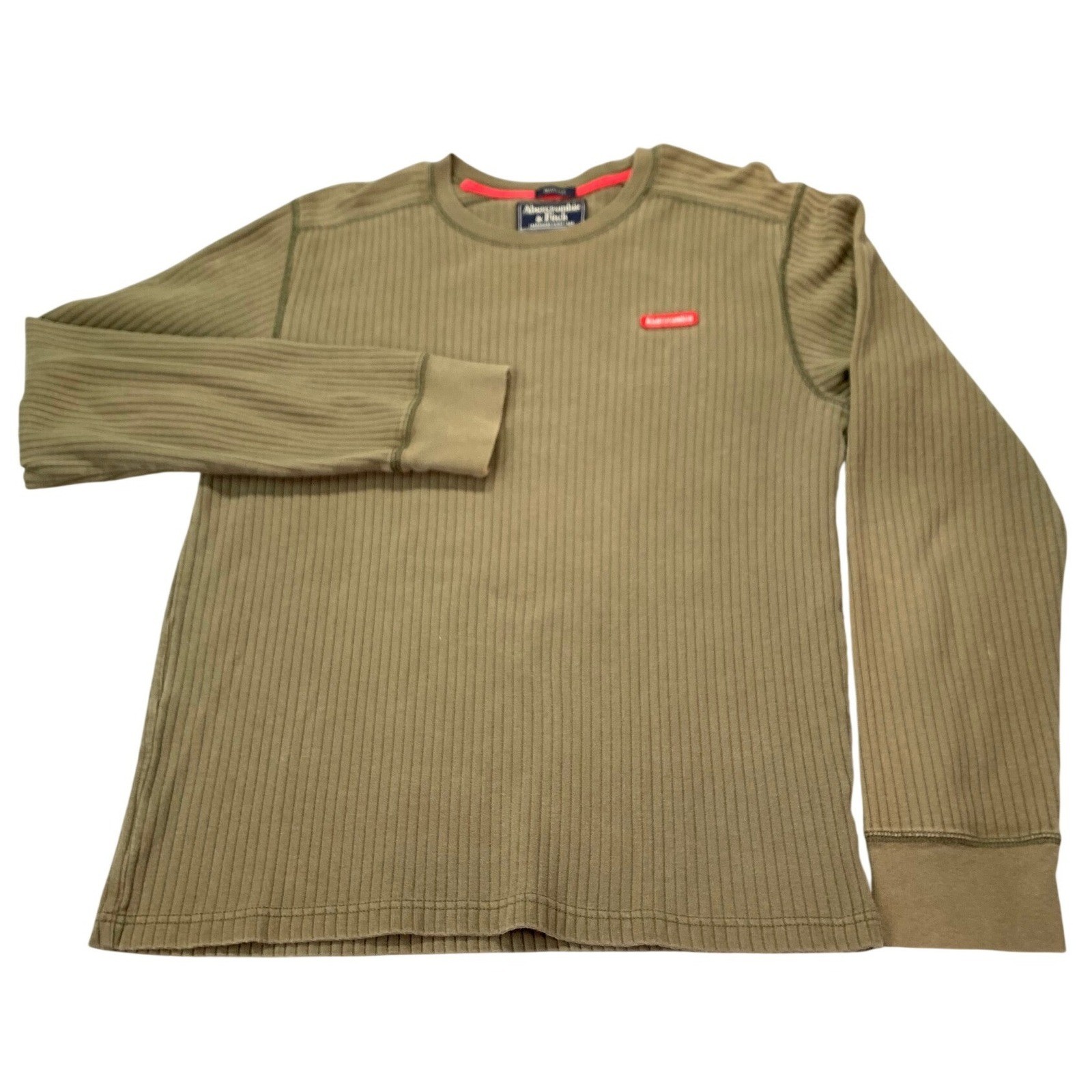 Vintage Abercrombie & Fitch Ribbed Thermal Long Sleeve Muscle Fit Olive Green M