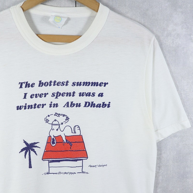 80’s SNOOPY “The hottest summer…” Polyester x Cotton Character Print TEE S-5XL