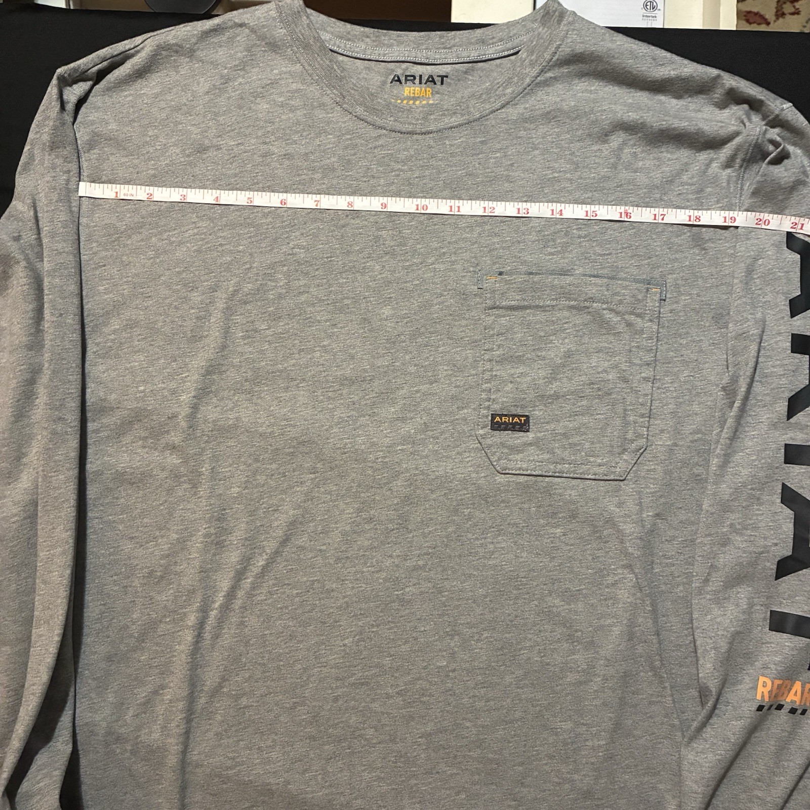 Ariat Rebar Men’s Pocket Long Sleeve Tee T Shirt Light Gray Work Size 2xl