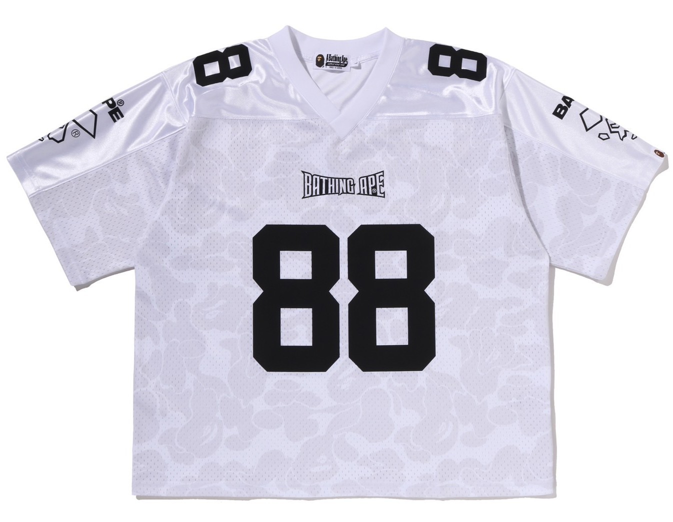 A BATHING APE Men’s SOLID CAMO MULTI LOGO RELAXED FIT FOOTBALL JERSEY TEE rz