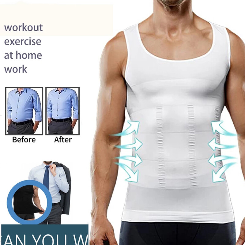 Men Slimming Body Shaper Shirt Chest Belly Tummy Control Vest Compression Tanks