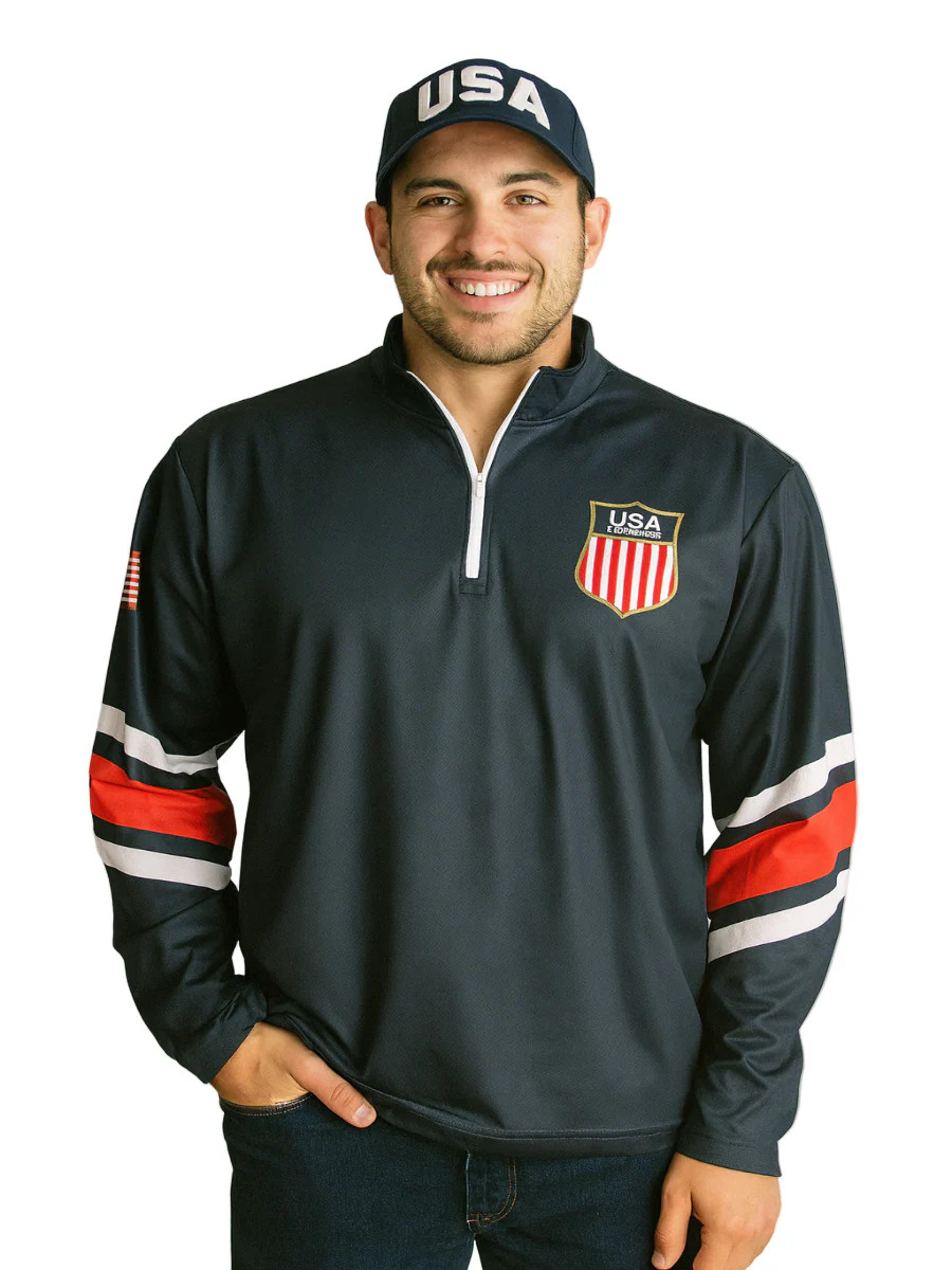 USA Hockey Shield Logo Official Navy 1/4 Zip Pullover