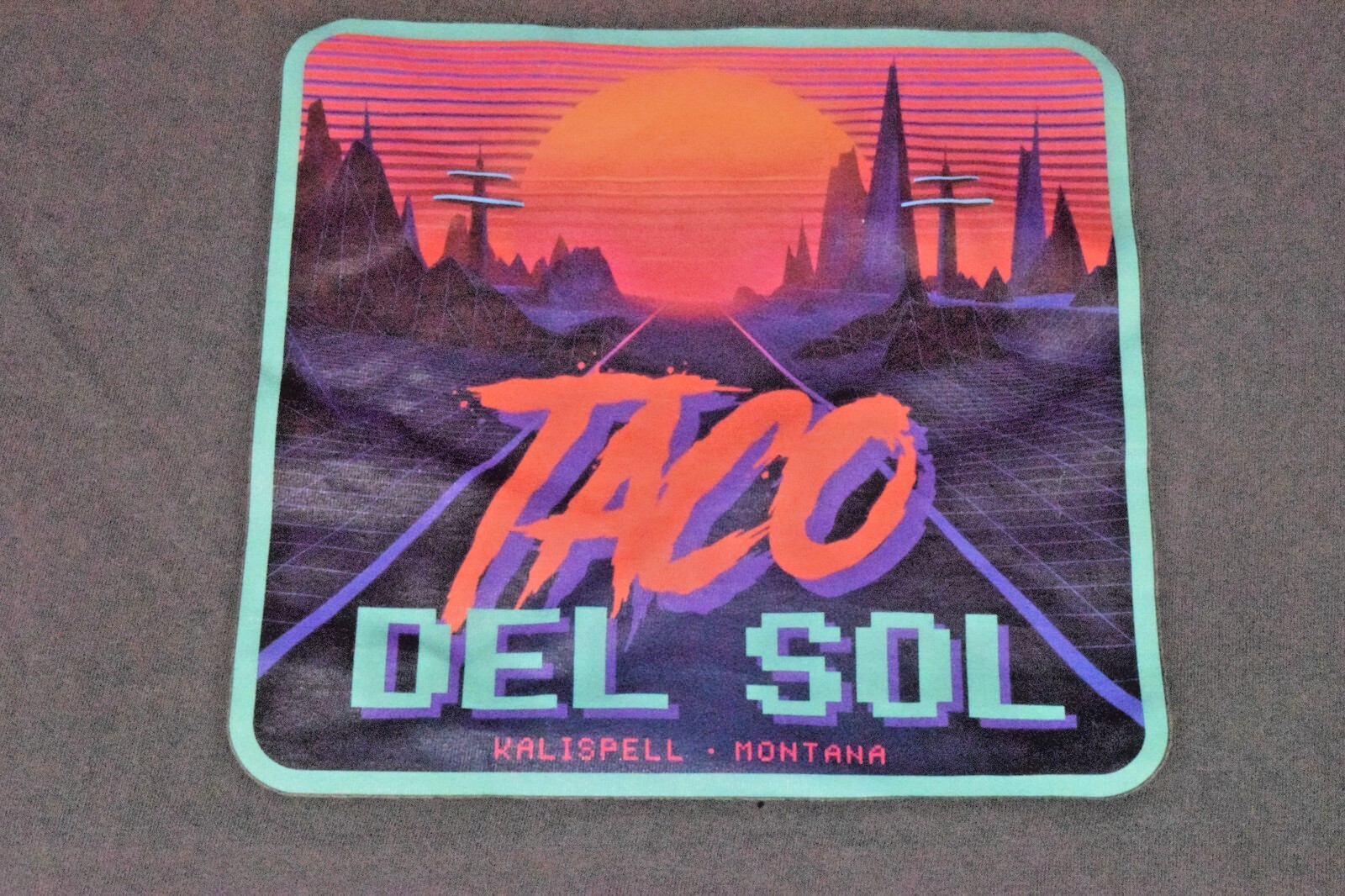 Vintage T-Shirt Taco Del Sol Kalispell Montana Size M 2000s Slate Gray Hanes