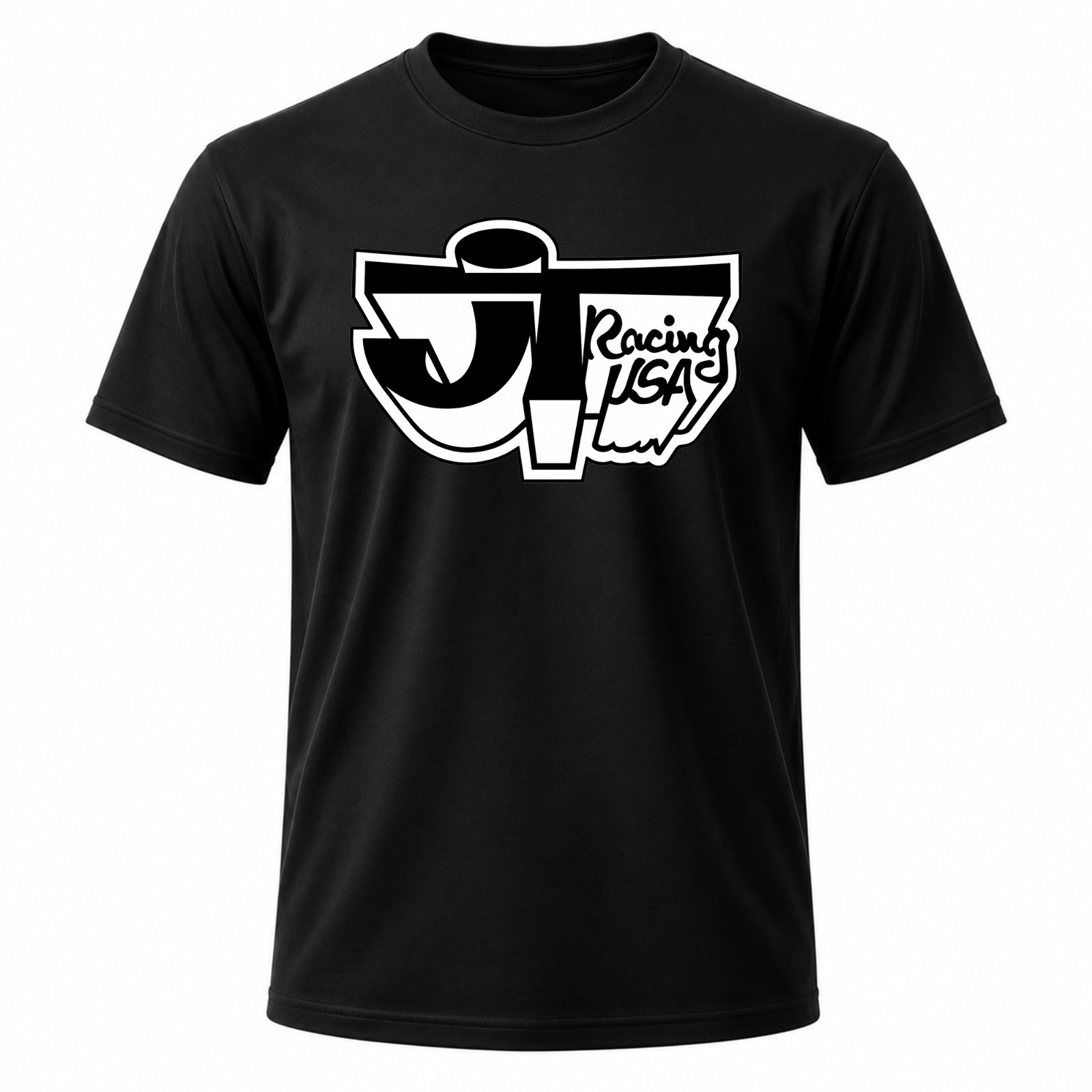 JT Racing USA Men’s T-Shirt Tee Black Logo Graphic Freeships