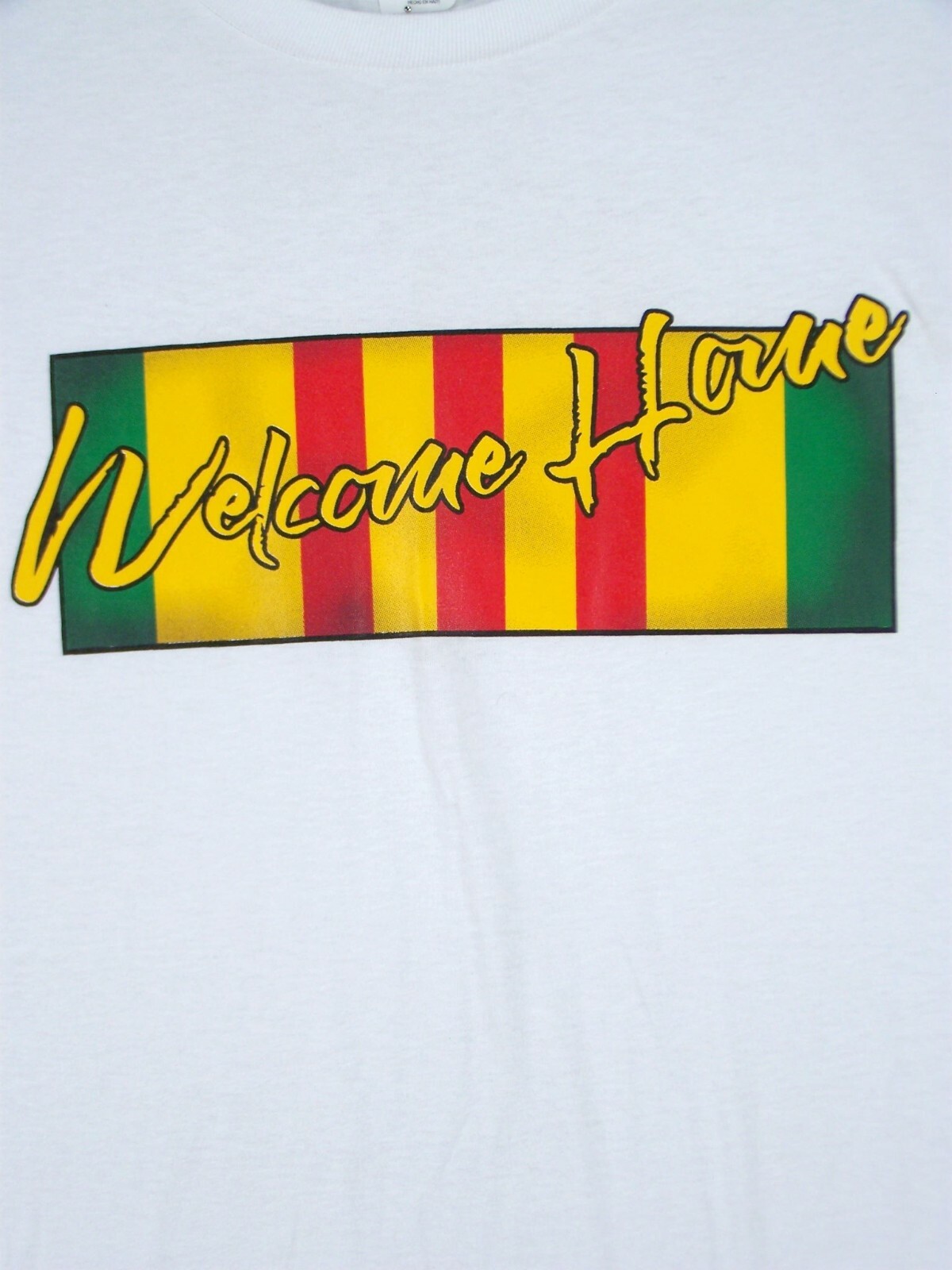 WELCOME HOME Tee Shirt Adult Extra Large White Short Sleeve Graphic Cotton Mens