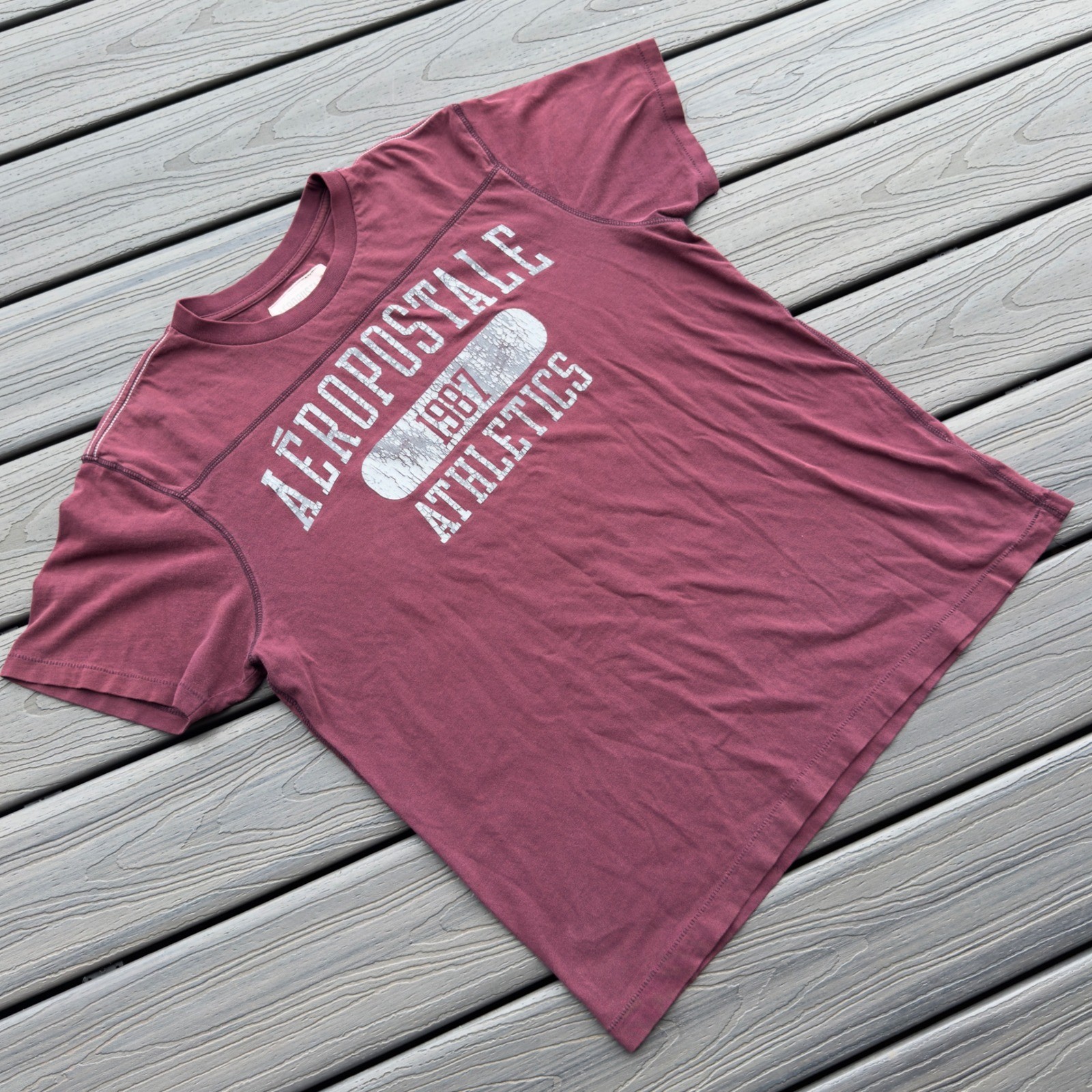 Y2K Aeropostale Athletics 1987 Spell Out Grahpic Tee Shirt
