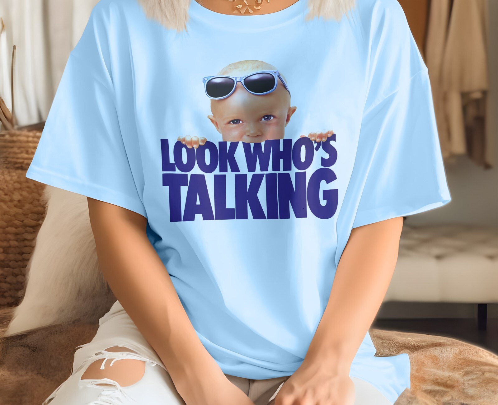 Look Who’s Talking V1 TShirt Vintage 8 colors TShirt DTG Print SIZE S-5XL