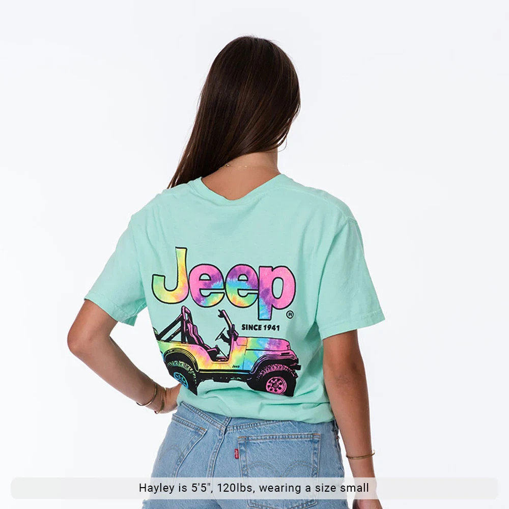 Jeep Beach T-Shirt Tie Dyed CJ comfort Colors Tee Shirt teal – Sizes S/M/XL