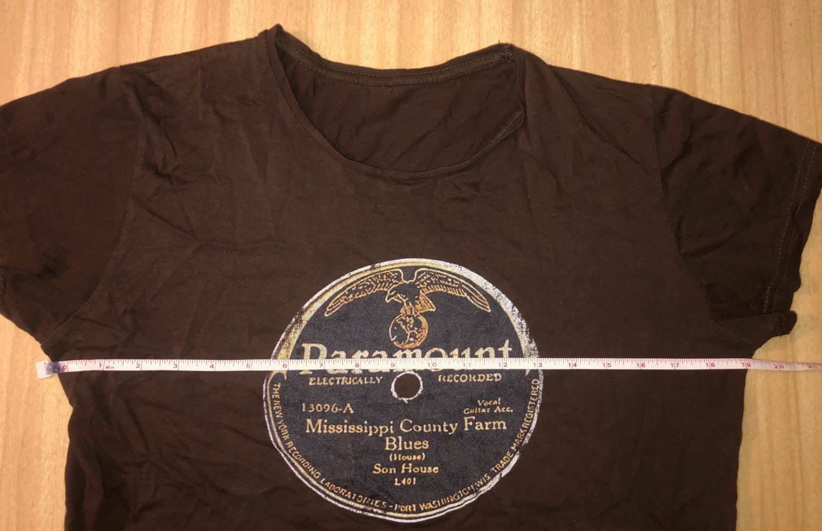 Vtg Y2K 1920s/30s SON HOUSE Paramount Blues Records Logo Brown T-Shirt