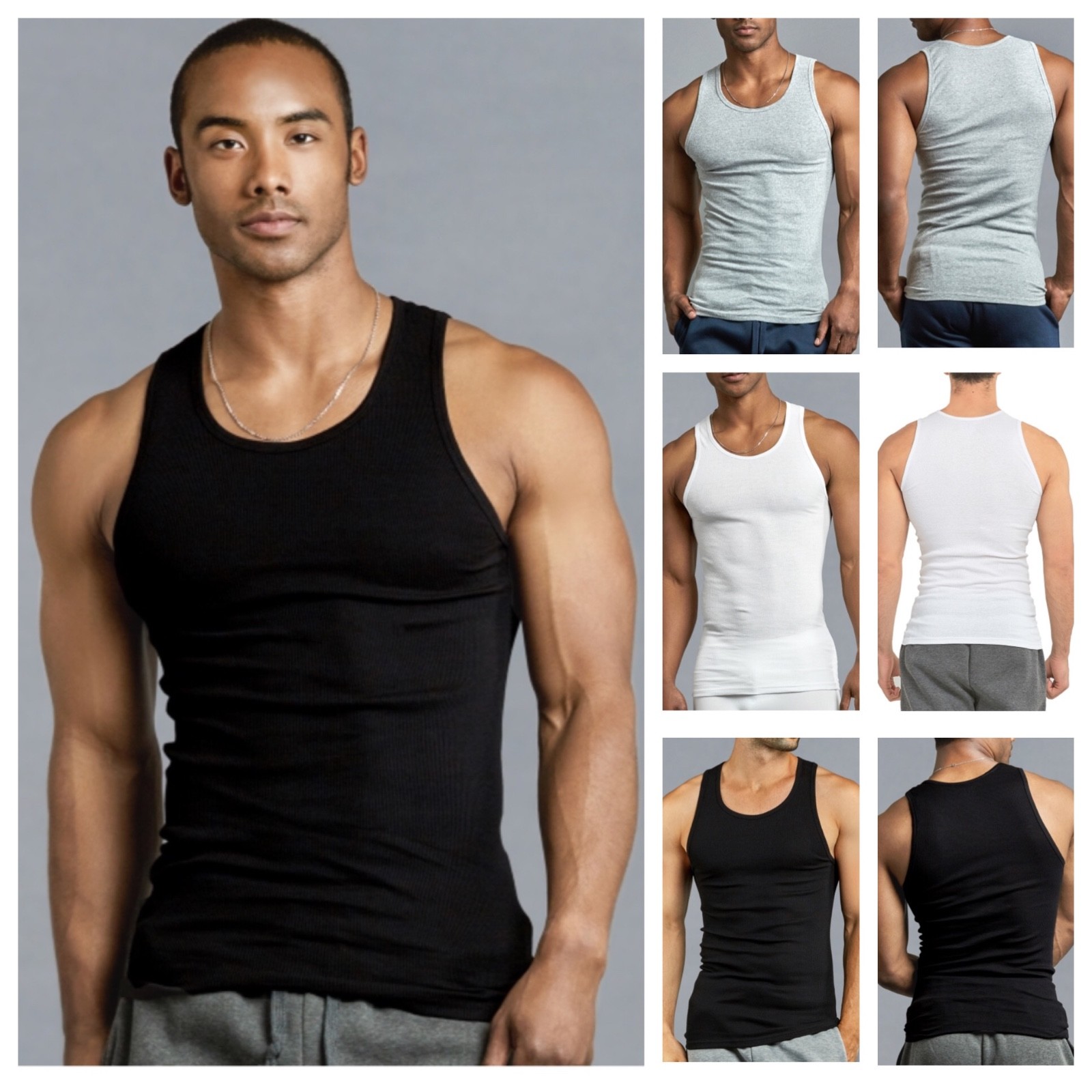 3 & 6 PACK Men Tank Top Shirts Cotton A-Shirt Wife Beater Ribbed GYM Undershirt