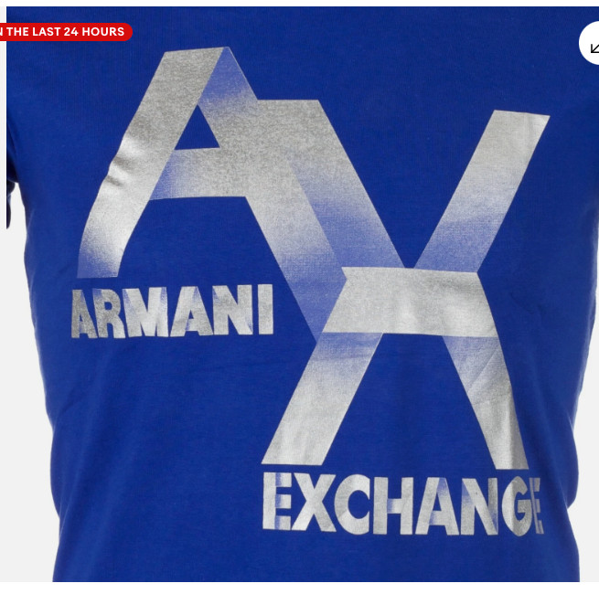 ARMANI EXCHANGE Blue Silver AX LOGO Short Sleeve Slim Fit Designer T-shirt NWT