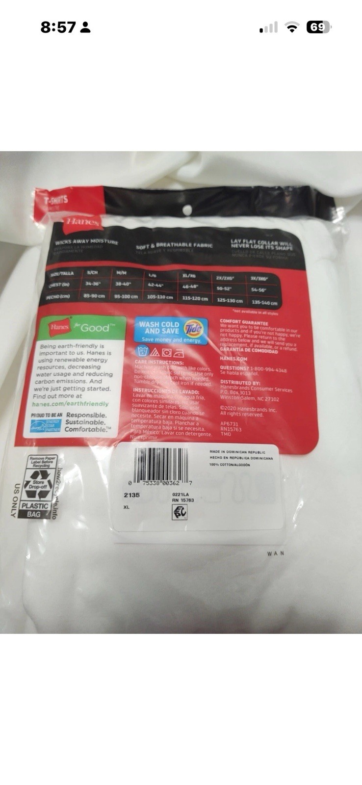 Hanes White Tagless Crew Undershirts Tshirts Mens XL White 3 Pack NWT
