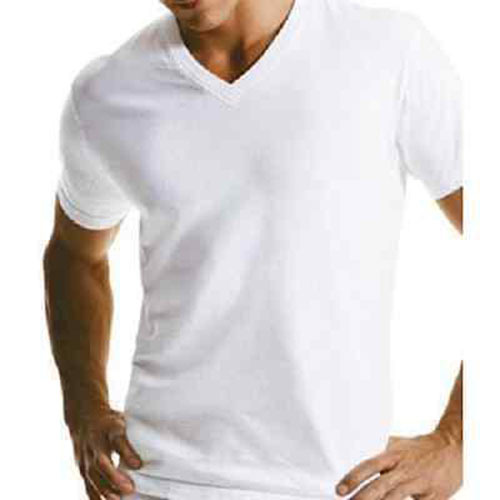 Lot of 12 Mens White V-Neck T-Shirt 100% Cotton Undershirt L