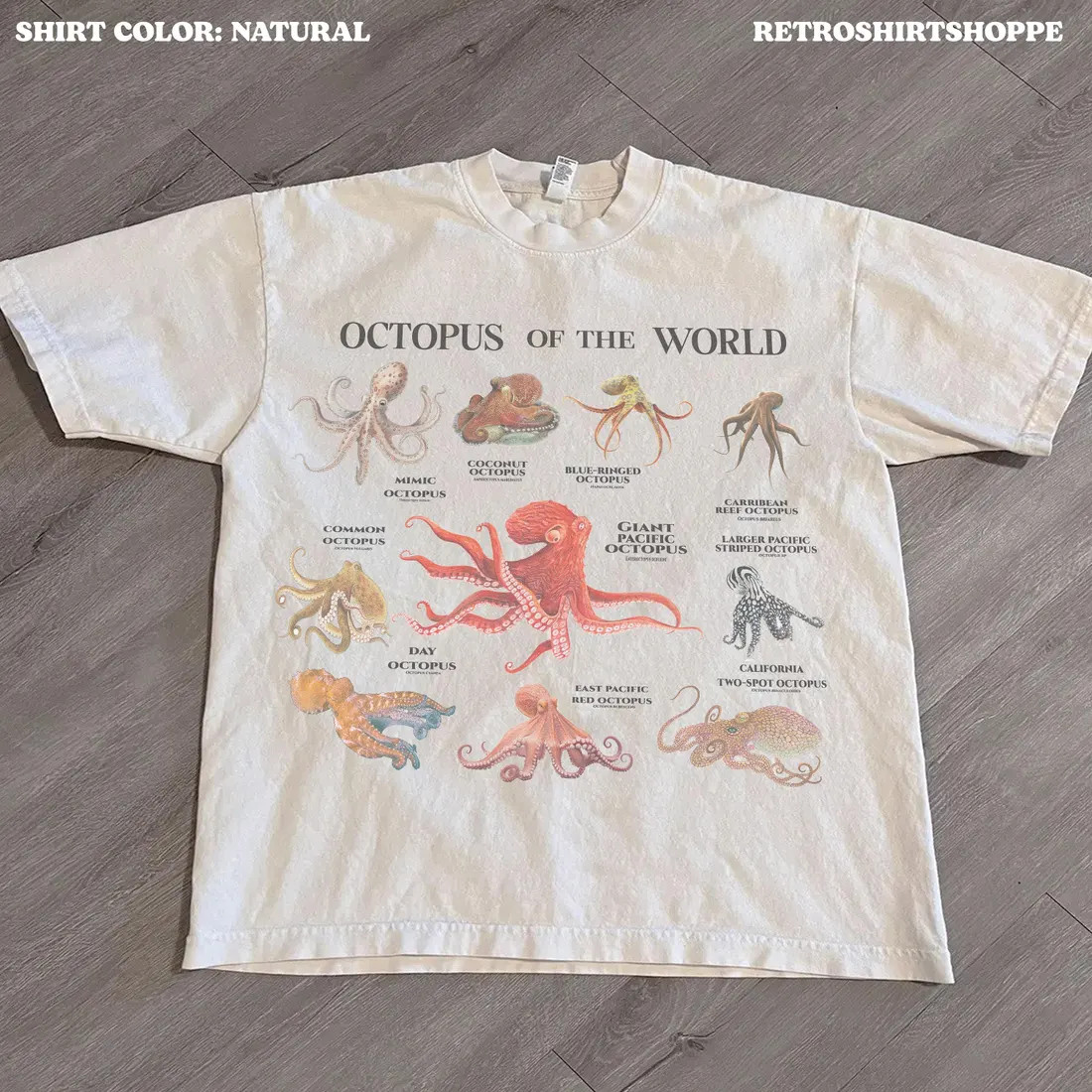 Octopus of The World Shirt, Octopus Shirt, Cephalopod t-shirt, ocean