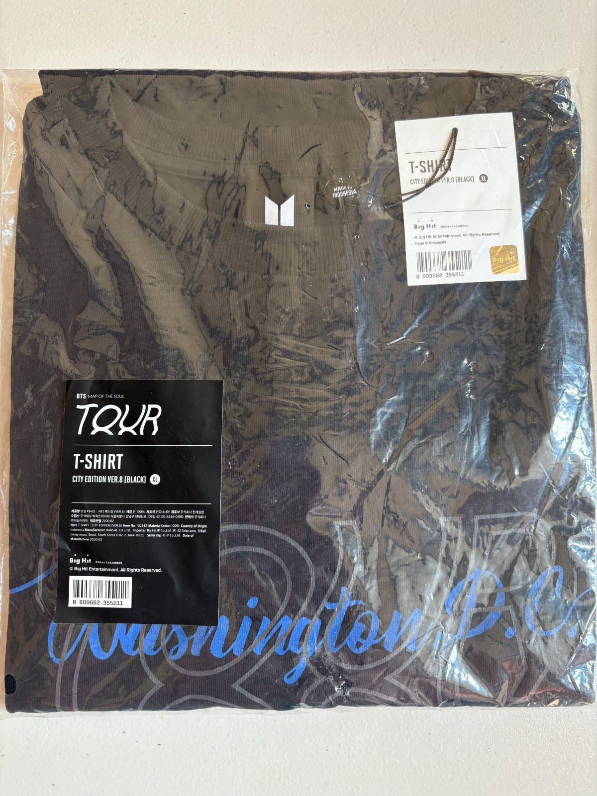 BTS Map of the Soul Tour City Edition Official XL T-shirt Black Washington D.C.