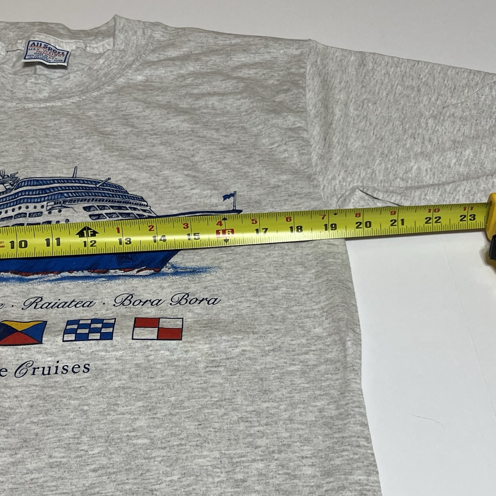 Vintage Renaissance Cruises Shirt Mens Medium Gray Travel Graphic 90s