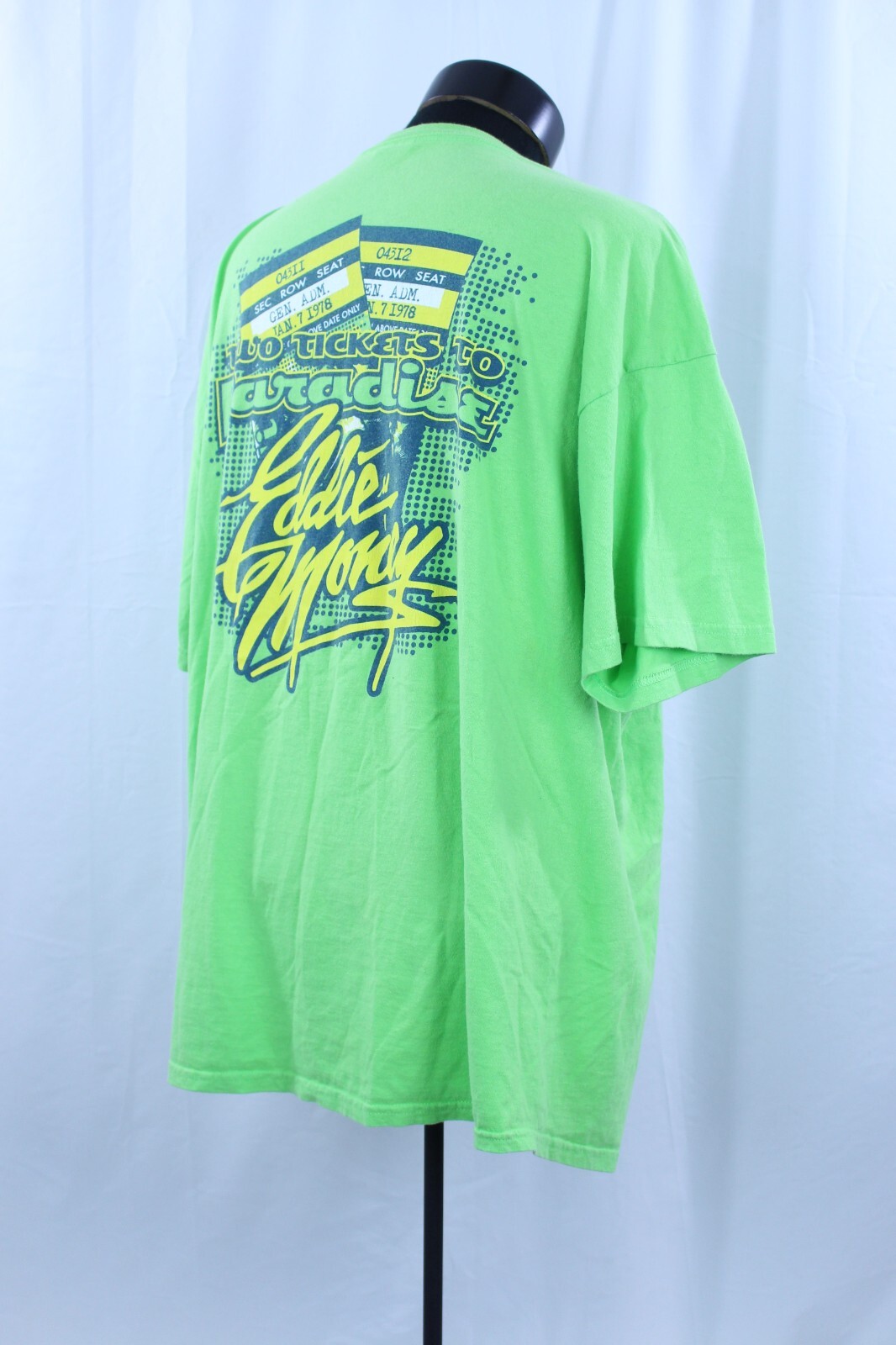 VTG Eddie Money Autograph Tour T-Shirt Tee 2XL Signature Band Auto Paradise Two