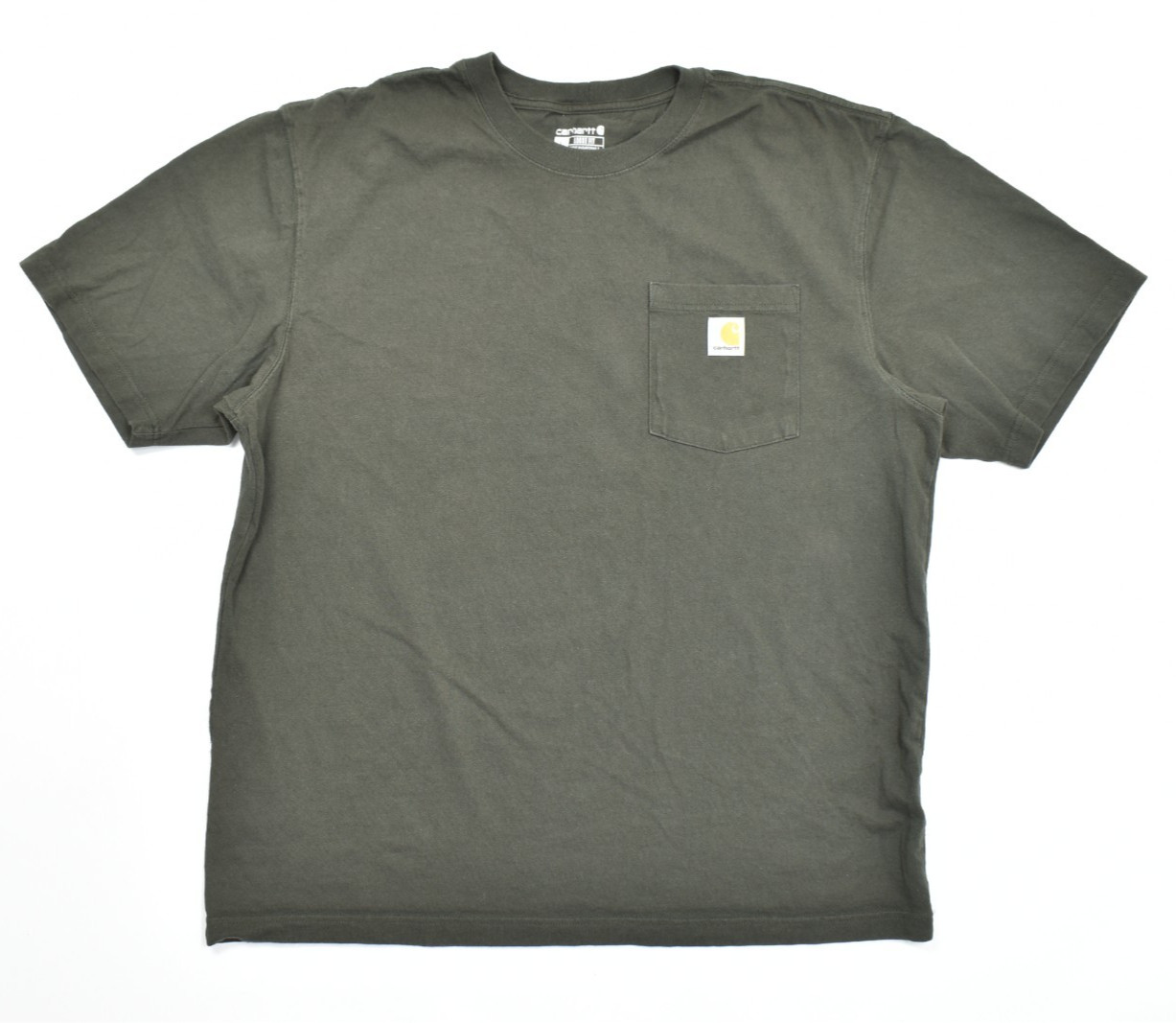 Carhartt Men’s K87 Workwear Pocket Tee Shirt Olive Green Loose Fit Size Large