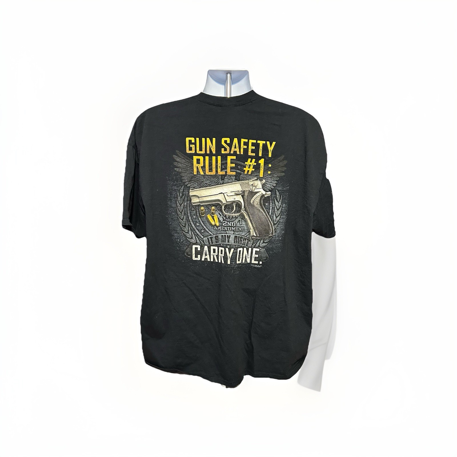 Buck Wear Gun Safety Rule #1 Carry One 2nd Amendment Shirt Men 2XL Black 2014