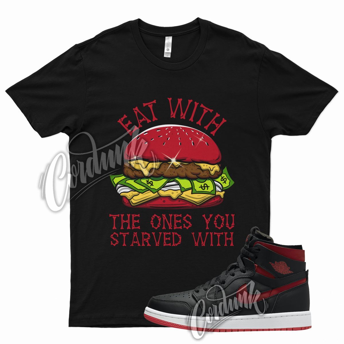 Black EAT Shirt for J1 1 Zoom Comfort WMNS Bred University Red Varsity