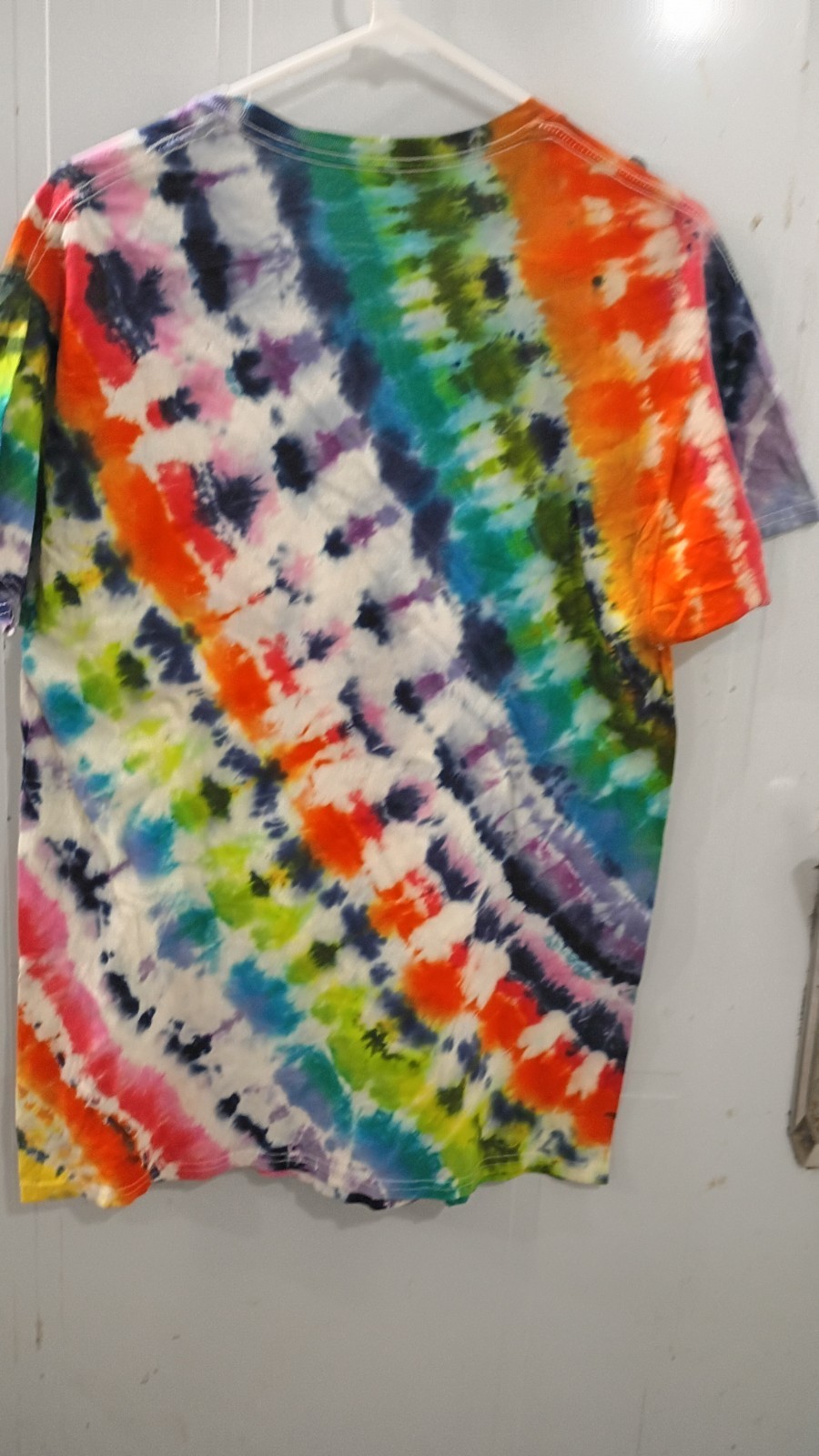 Rainbow Multicolor Tie-Dye Cotton Knit Crew Neck Short Sleeve T-Shirt L/XL