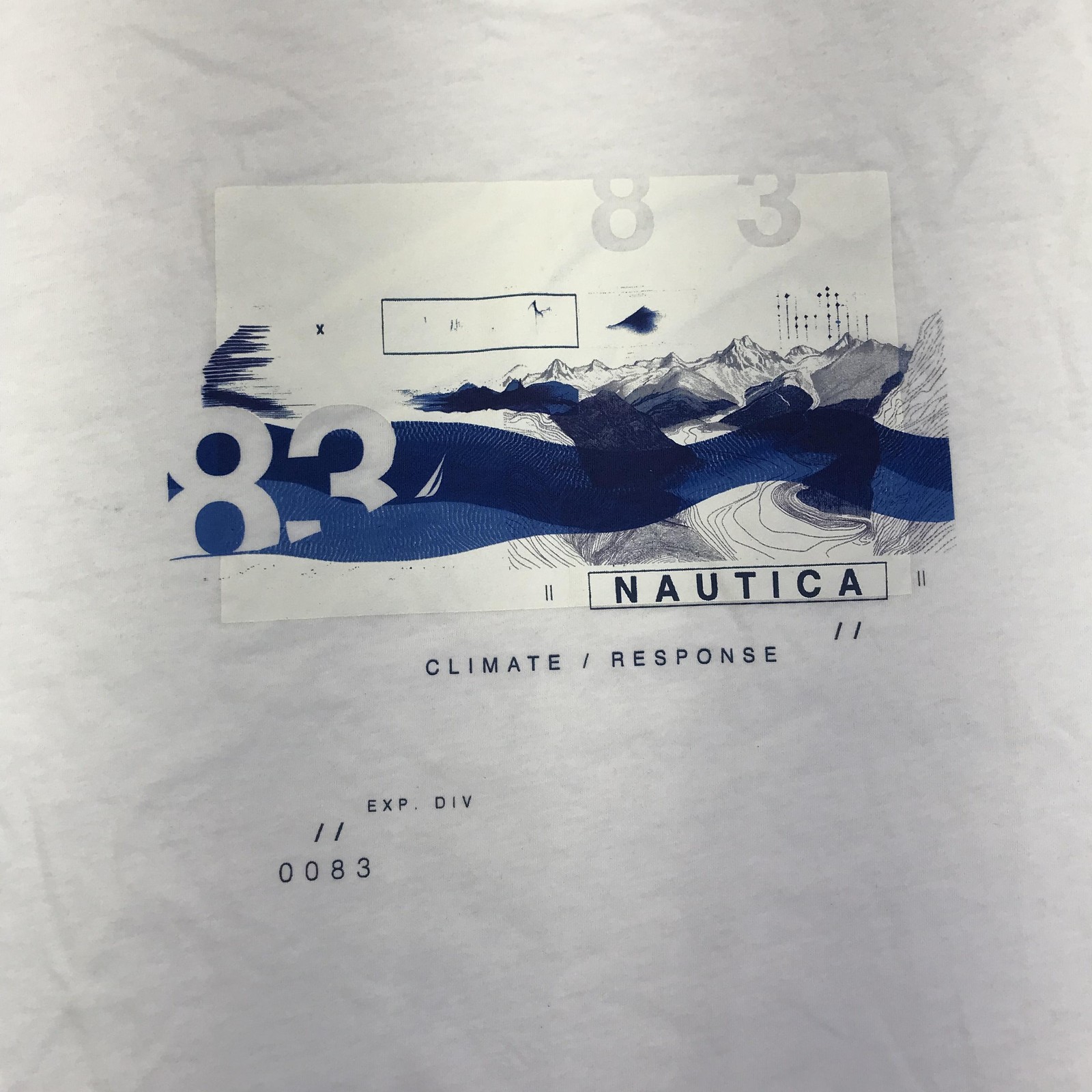 Nautica Shirt Mens Medium White Climate Response 83 Graphic Tee Tagless VR6641