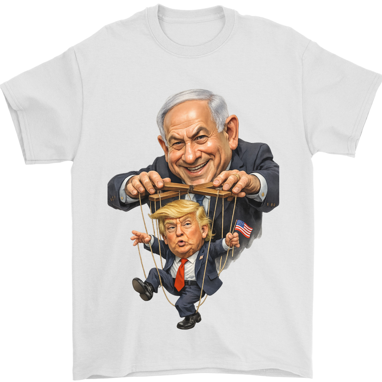 Benjamin Netanyahu Trumps Puppet Master Israel Iran Palestine War Mens T-Shirt