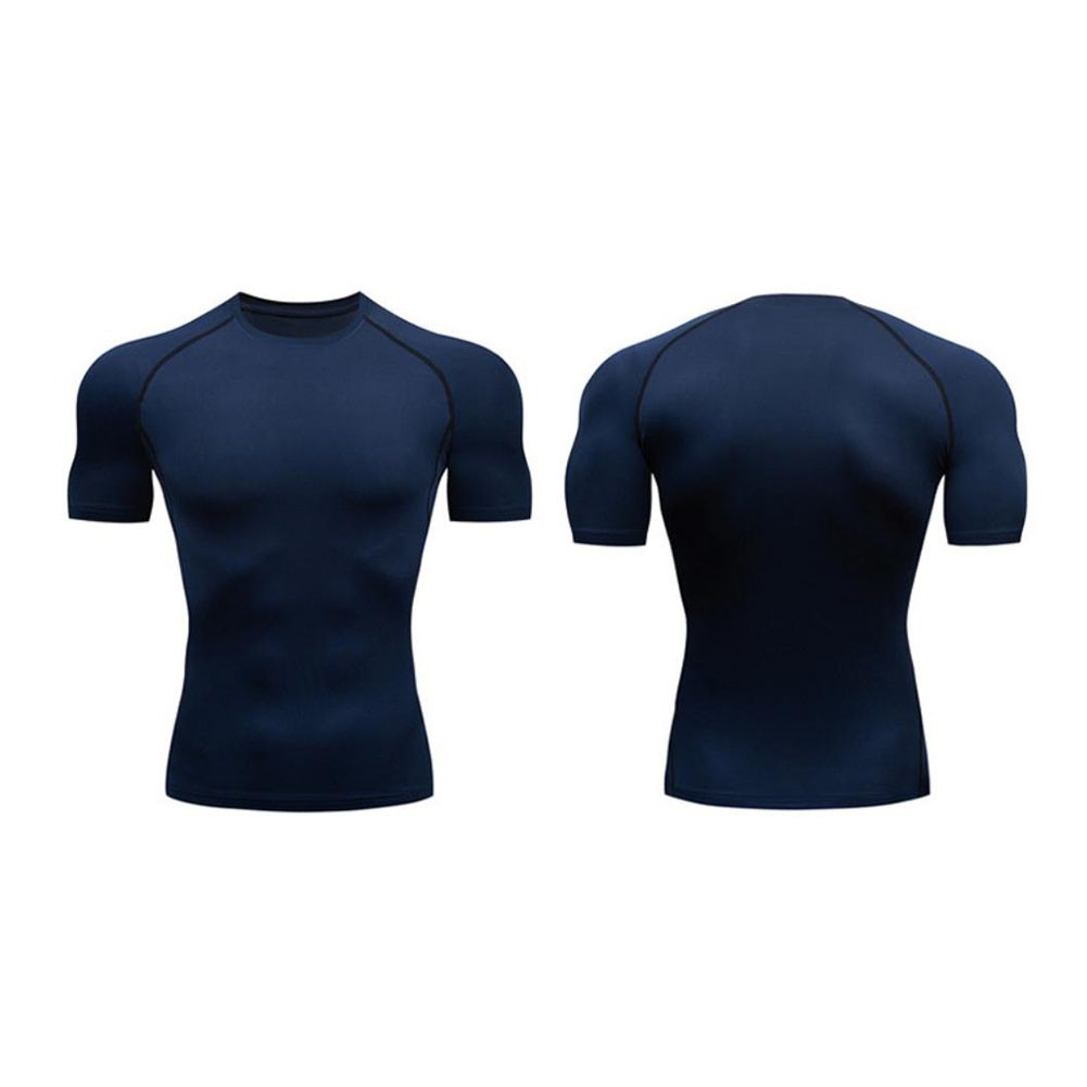 Quick Dry Round Neck Tight Top for Men Polyester for Gym Running Outdoor