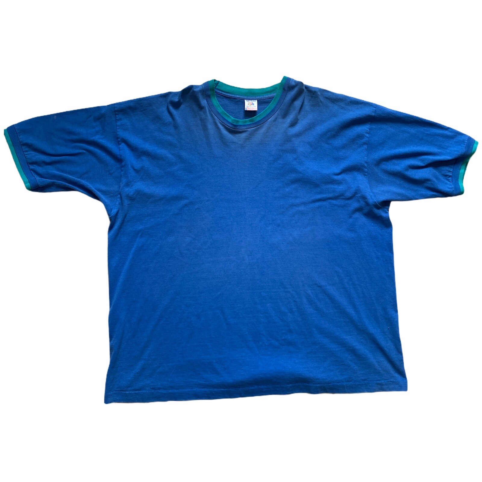 VTG Fruit Of The Loom 90s Single Stitch Mens 3XL Short Sleeve Double Cuff/Collar