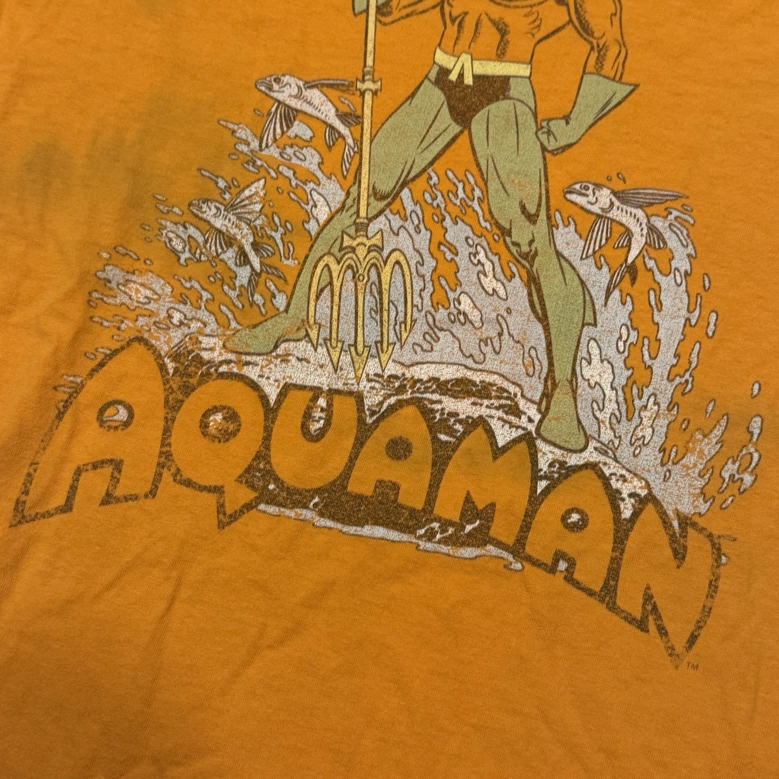 Vintage Aquaman DC Comics Originals Orange Adult Medium Graphic T-Shirt, Y2K