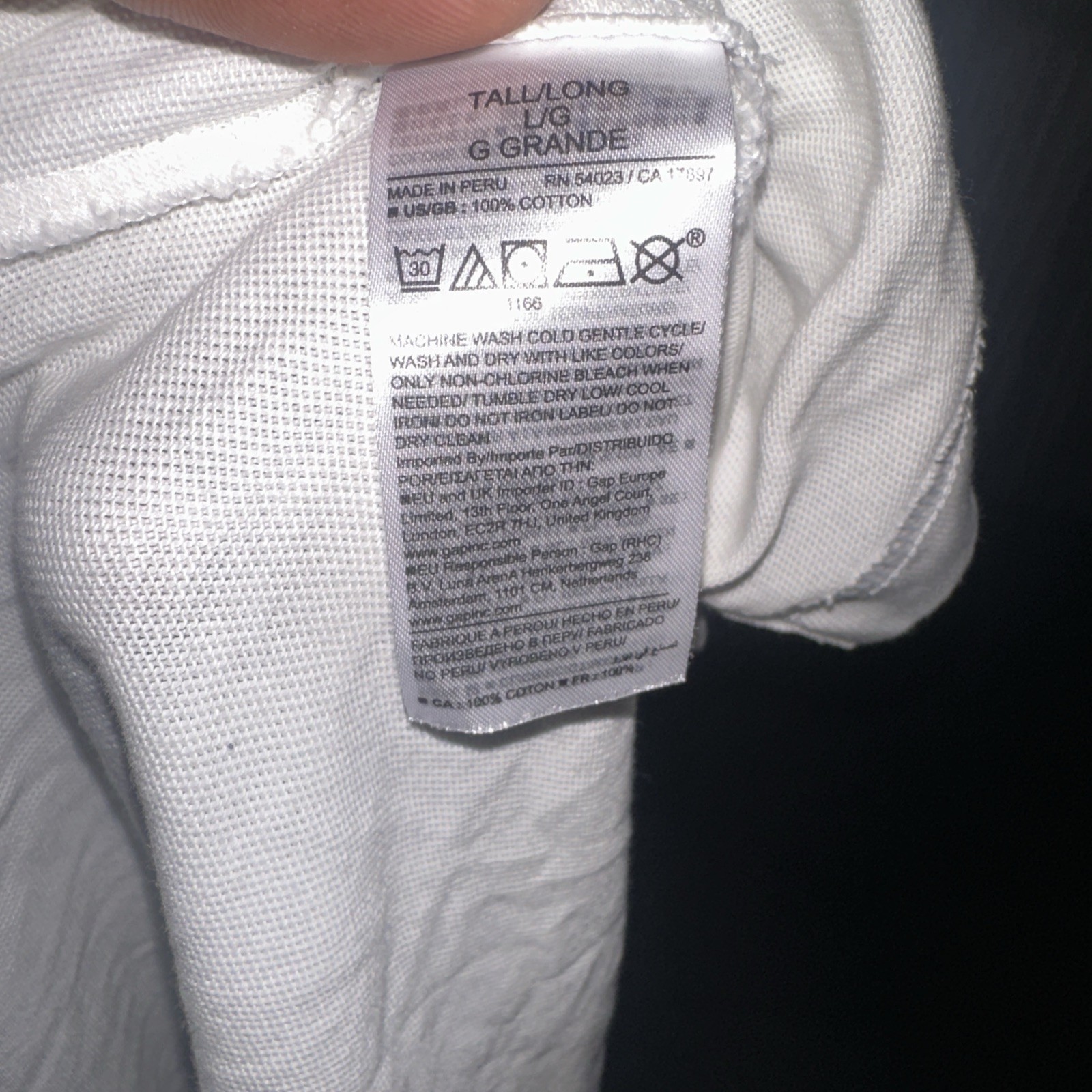 Banana Republic Large Tall White Long Sleeve T-Shirt