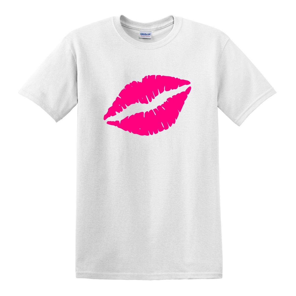 NEW HOT PINK LIP PRINT MARK SMOOCH KISS VALENTINE’S GIFT FASHION TEE T-SHIRT