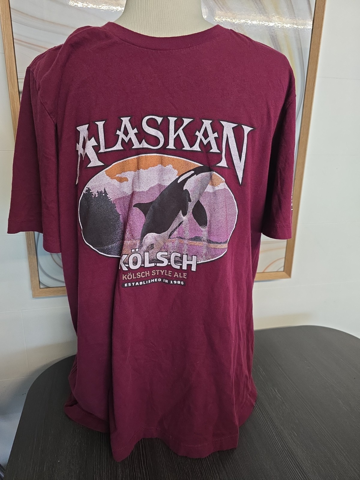 Alaskan Kolsch Style Ale T-shirt Mens XL Burgandy. Very Soft