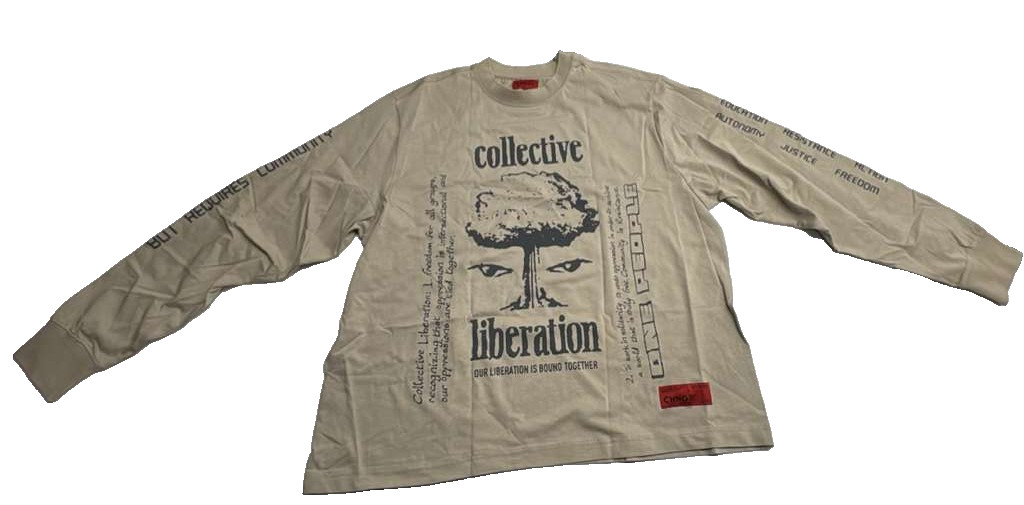 CHNGE Men’s Collective Liberation Cuff Crew Long Sleeve Casual T-Shirt Khaki, XS