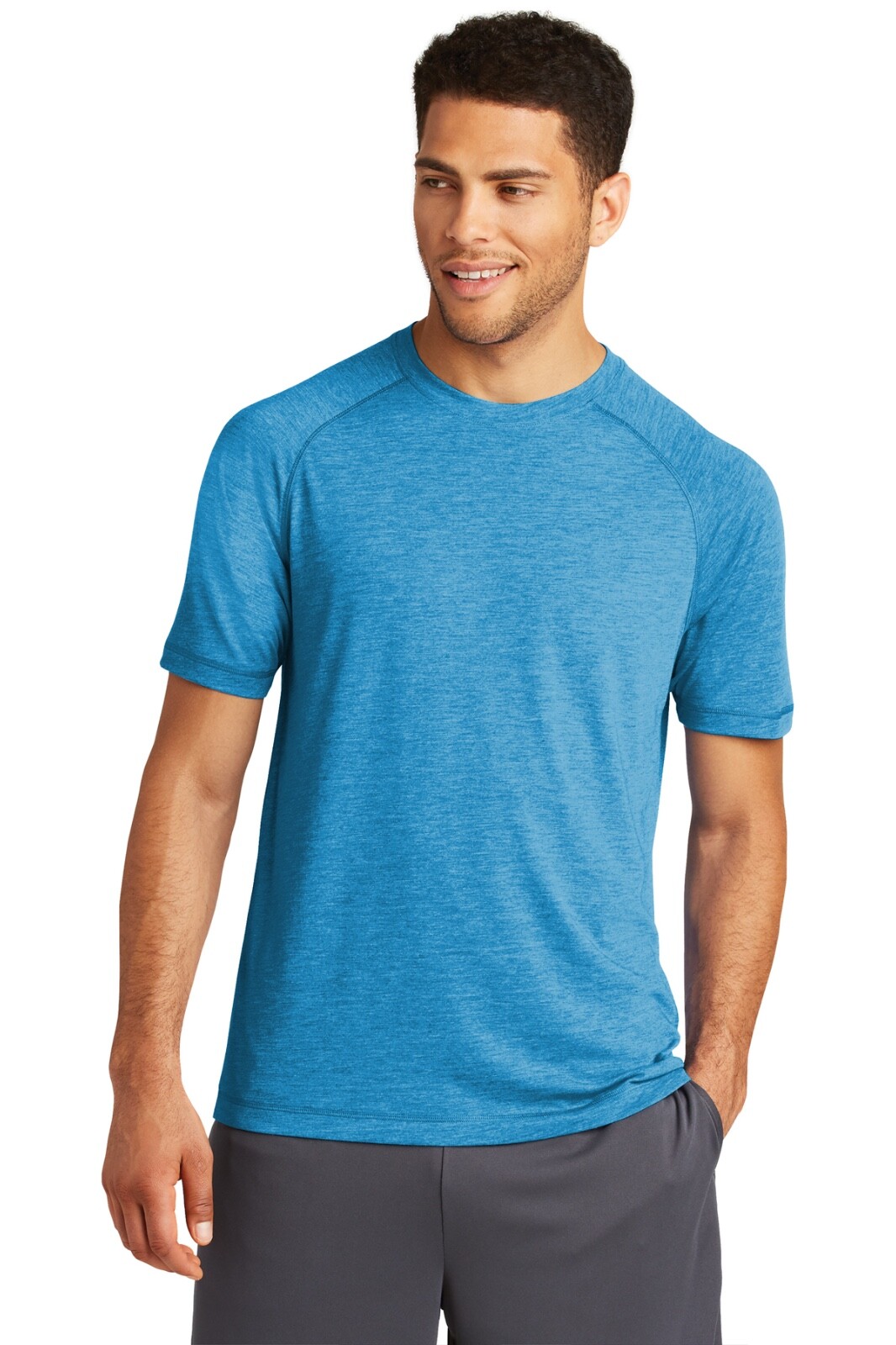 Sport-Tek ST400 Mens Short Sleeve PosiCharge Tri Blend Wicking Raglan T-Shirt