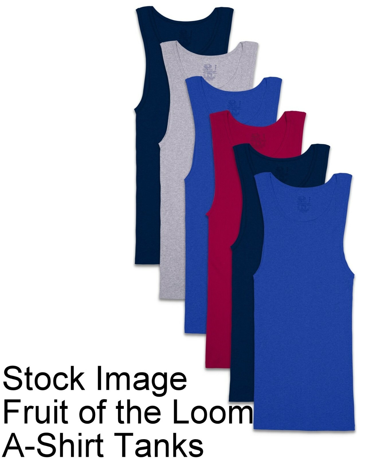 6 Blue Black Gray Red M 38-40 A-Shirt Tanks Fruit Of The Loom M 97-102 CM