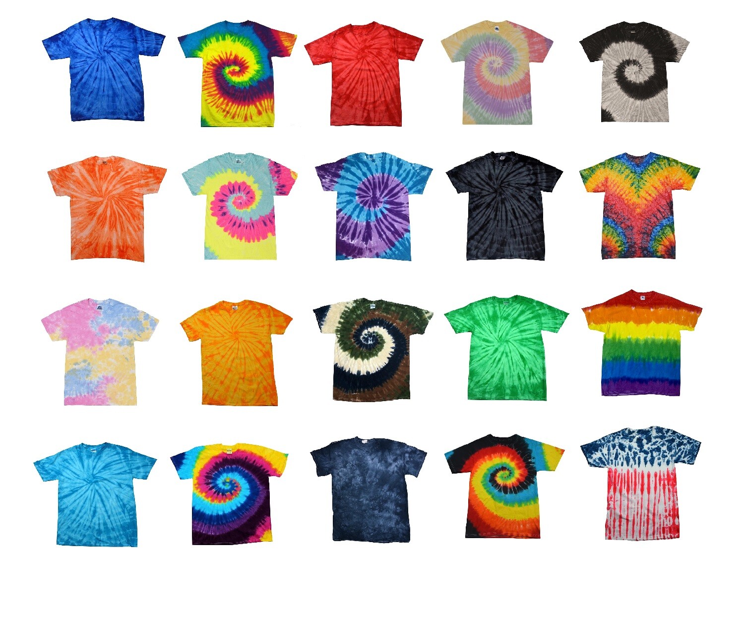 Colorful Tie Dye T-Shirts Kids & Adult Hand dyed Cotton Colortone