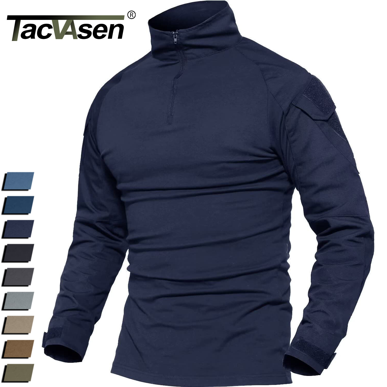 Men’s 1/4 Zip Tactical T-Shirt Long Sleeve Outdoor Hiking Casual Work Pullover T