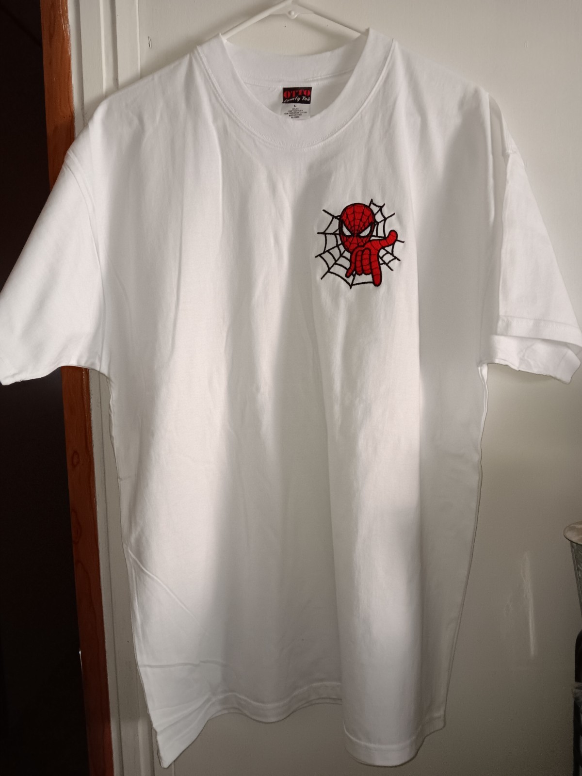Spider Man Embroidered T-shirt – White – Otto Heavy Cotton Comfy Tee