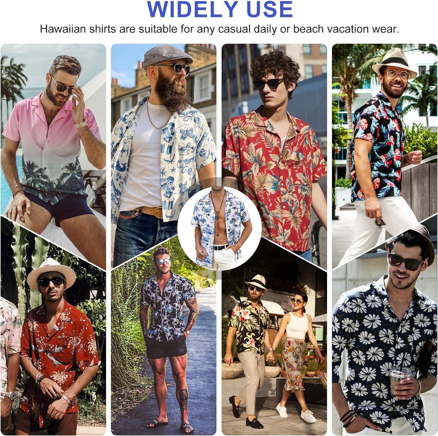 Hawaiian Shirts Men Tropic Summer Casual Beach Button Down Cruise Holiday Party