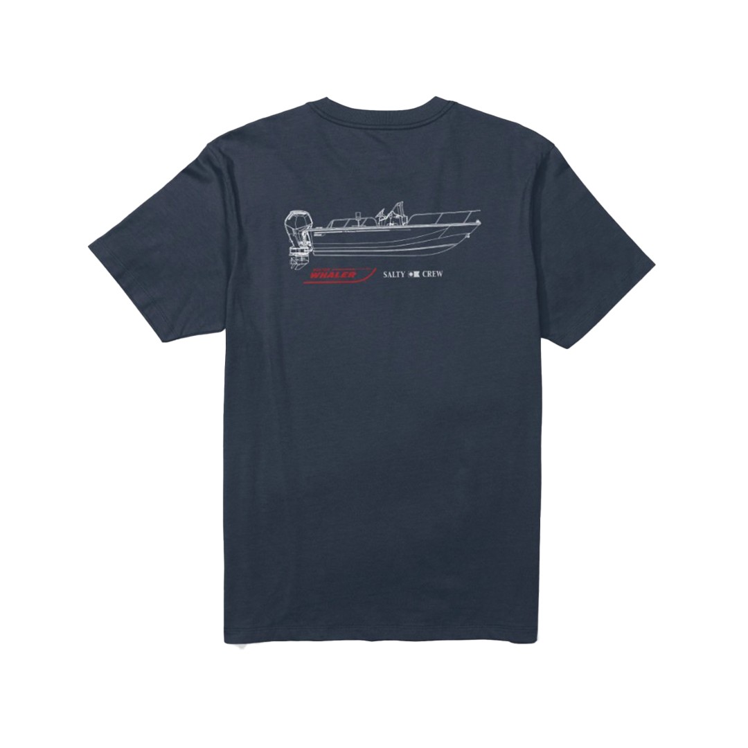 Salty Crew x Boston Whaler Schematic Short Sleeve T-Shirt Navy