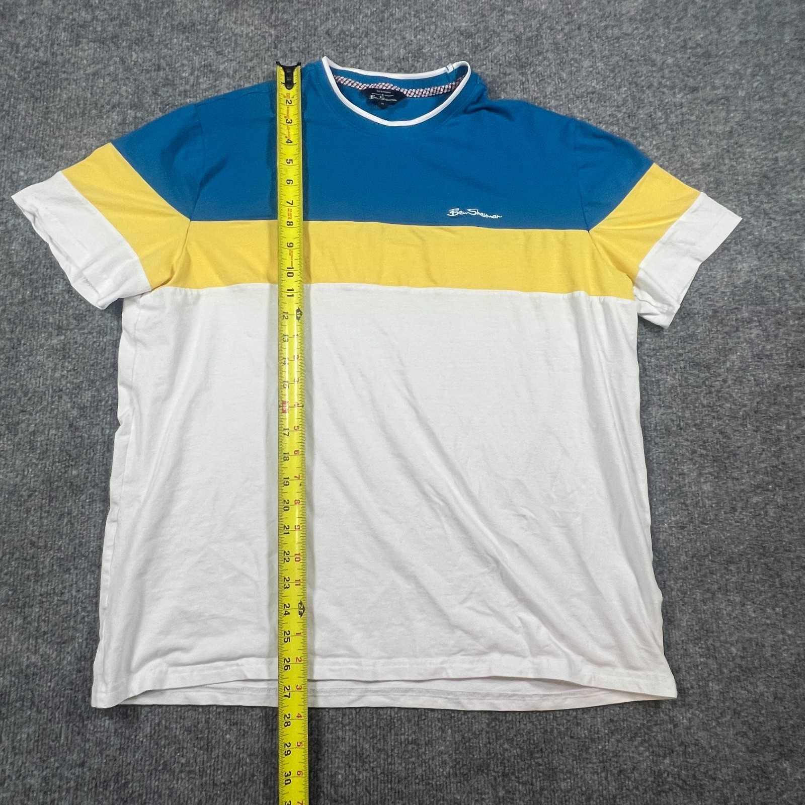 Ben Sherman Colorblock T Shirt Mens XL Multicolor Cotton Stretch Short Sleeve