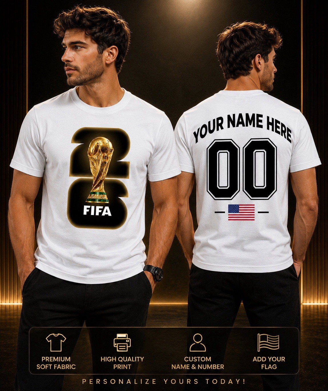 FIFA World Cup 2026 T-Shirt, Personalized Soccer Fan Shirt 26, Custom All Size