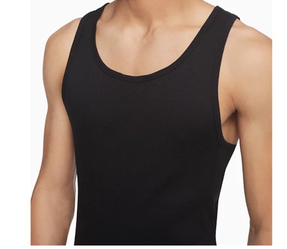 3 PACK CALVIN KLEIN SIZE MEDIUM BLACK RIBBED COTON TANKS T-SHIRTS UNDERSHIRTS