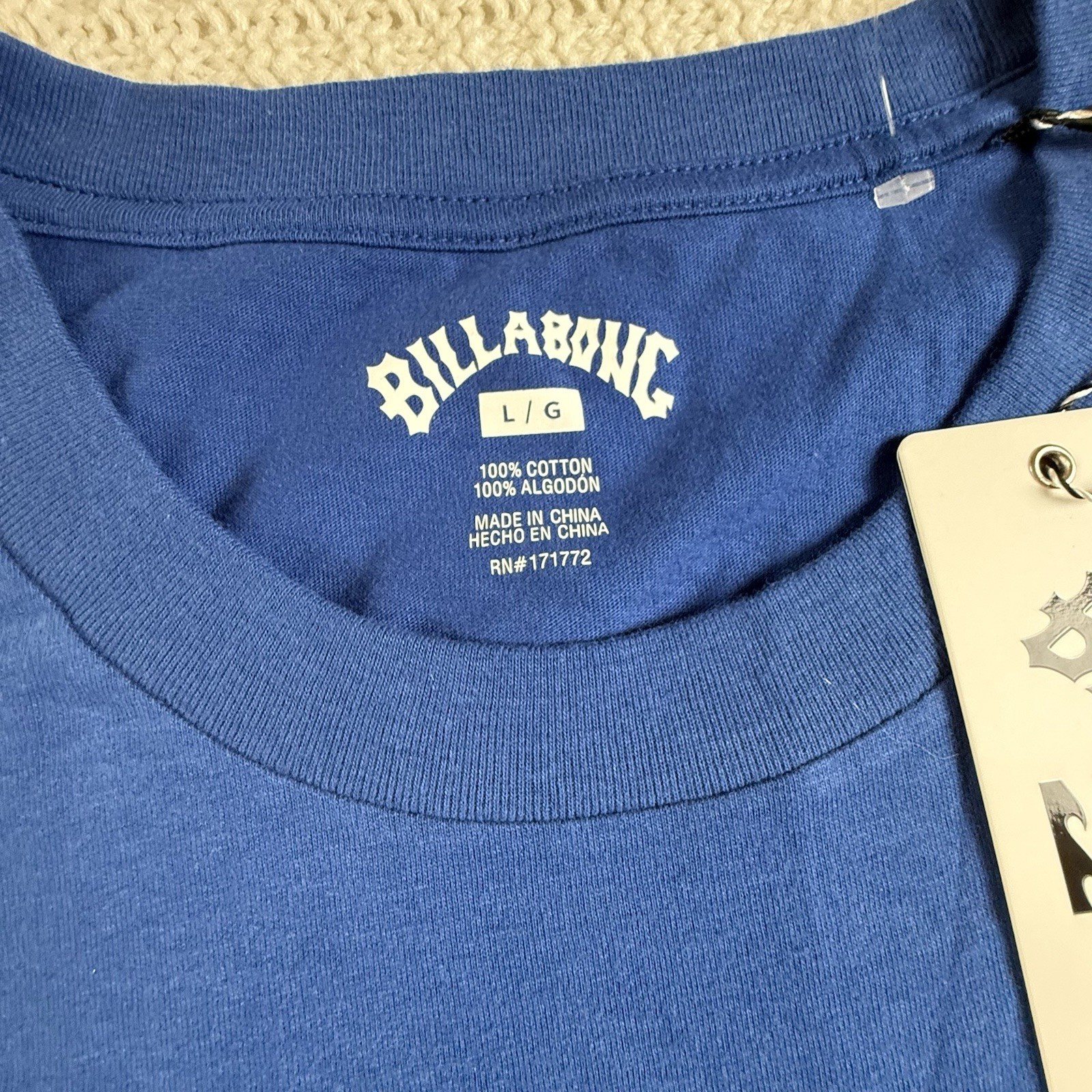 NEW Billabong Surf Waves Logo True Blue T Shirt Men’s Size Large 100% Cotton