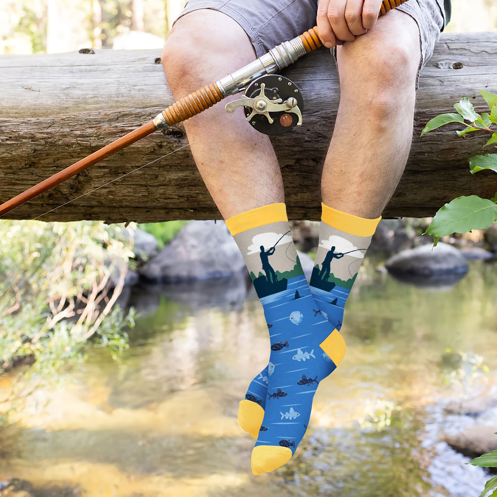 Fishing Gifts For Men – Comfy Socks With Fly Fishing Accessories Design, Perf…