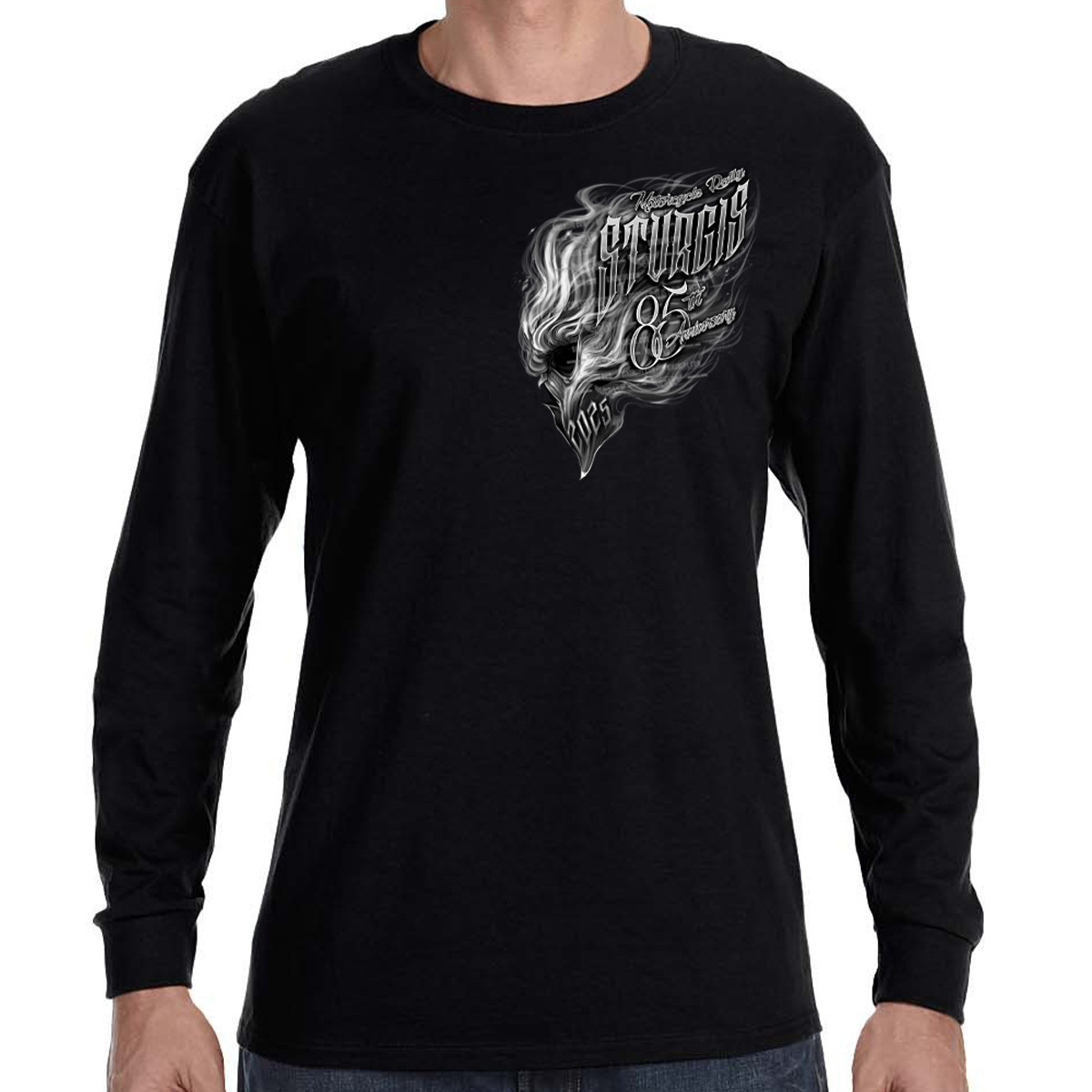 2025 Sturgis Motorcycle Rally Smokin’ Skull Long Sleeve No Harley