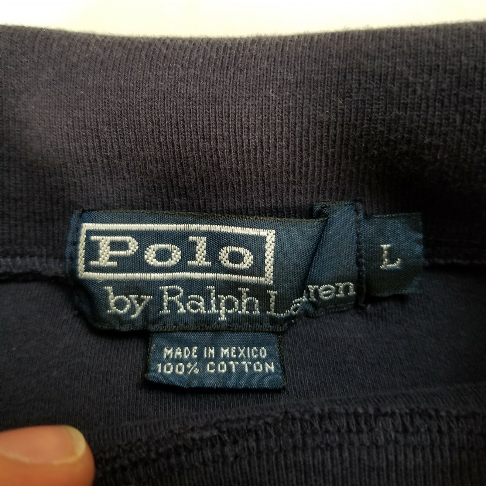 Vintage 90s Polo Ralph Lauren Turtleneck T Shirt Navy Blue Red Pony Logo Large