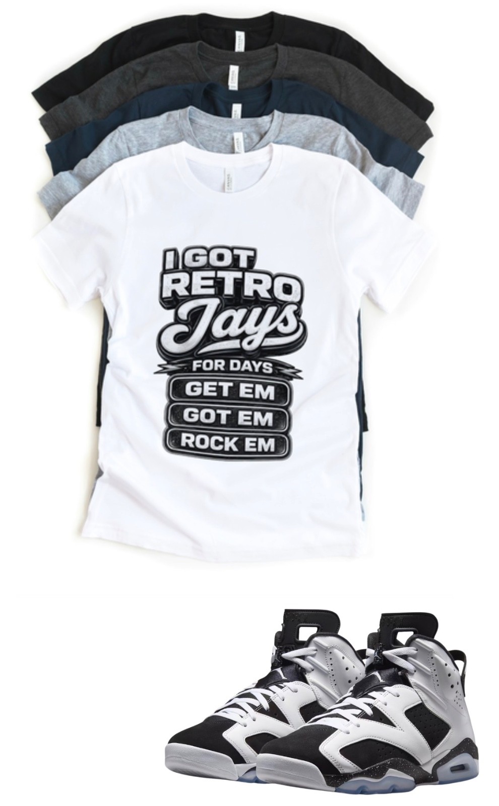 Custom Printed Shirt To Match AJ Retro 6 Black OG Shoes matching sneaker tee