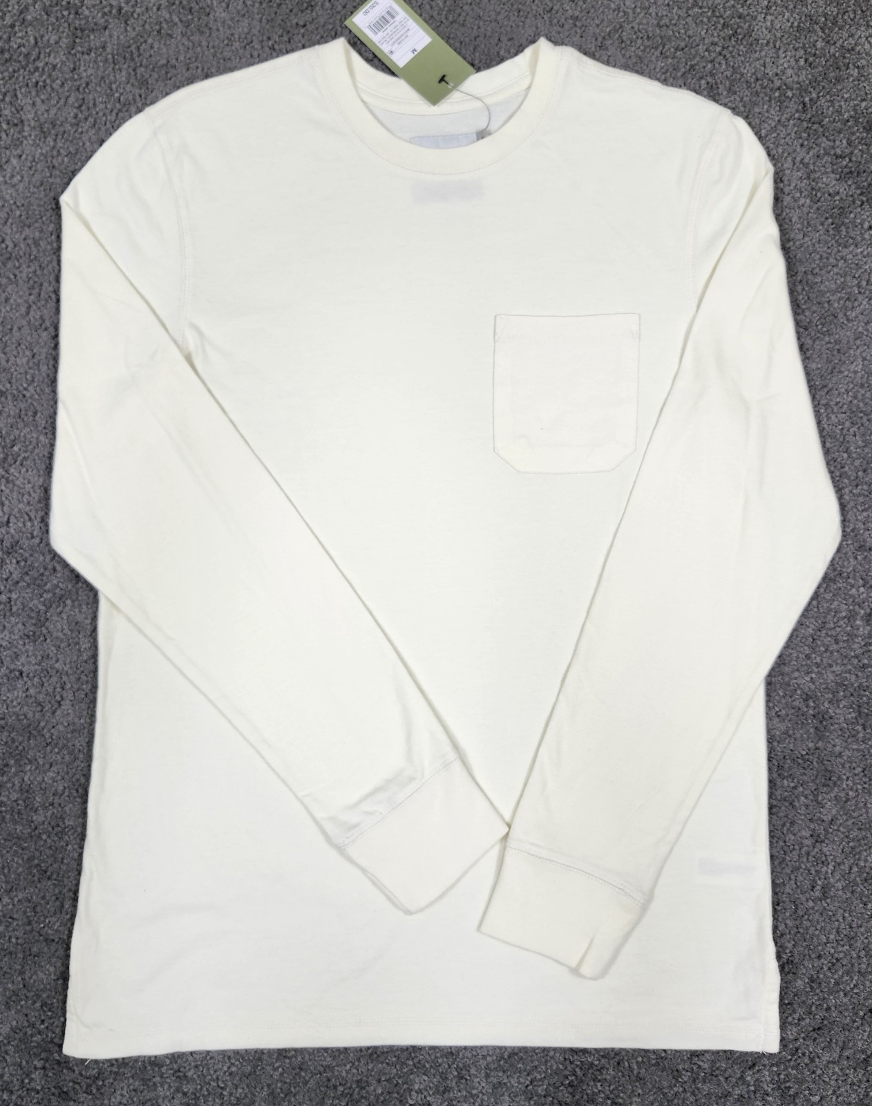 Men’s Crew Neck T Shirt Size MEDIUM Cream Ivory Goodfellow Long Sleeve Pocket